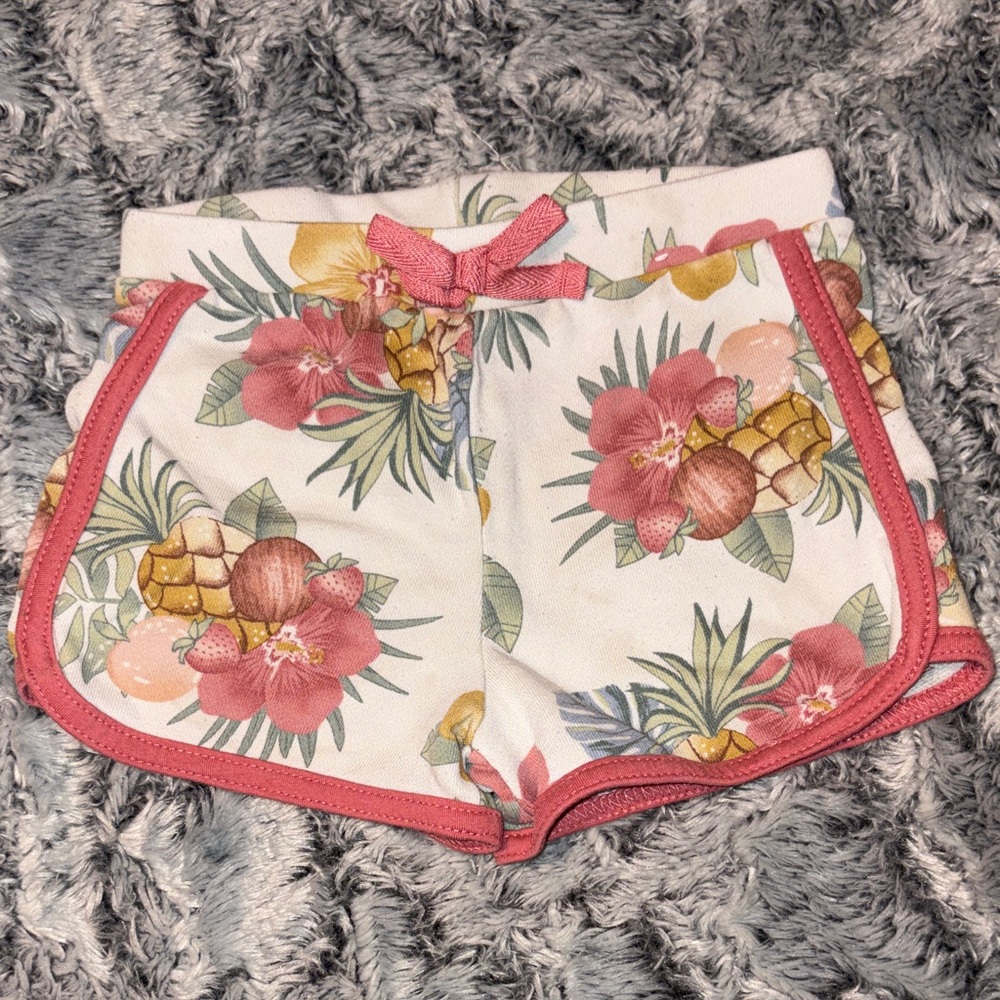 Garanimals White Floral Kids Shorts with Pink Trim